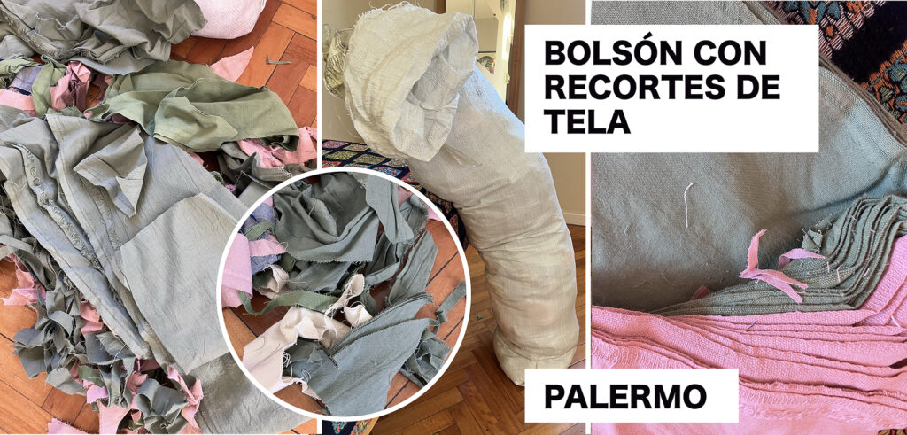 Bolsa de recortes de tela, textil